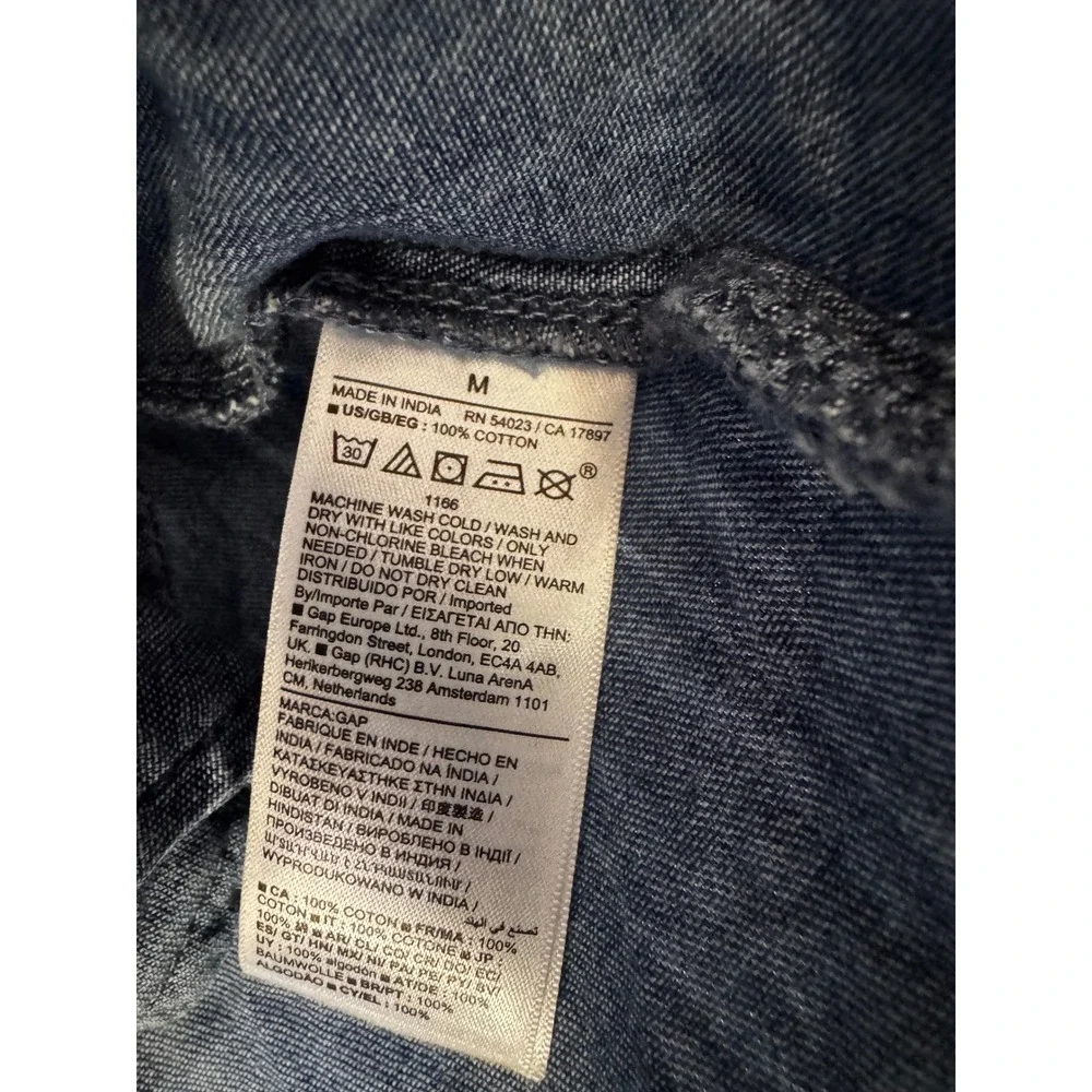 Gap Women Denim Shirt Dress Medium Wash Western Cotton Long Sleeve M Pockets